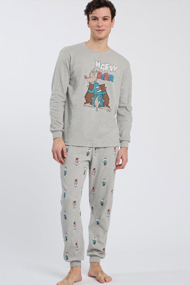 PIGIAMA UOMO GRIGIO 6702 HAPPY BEAR HAPPY PEOPLE